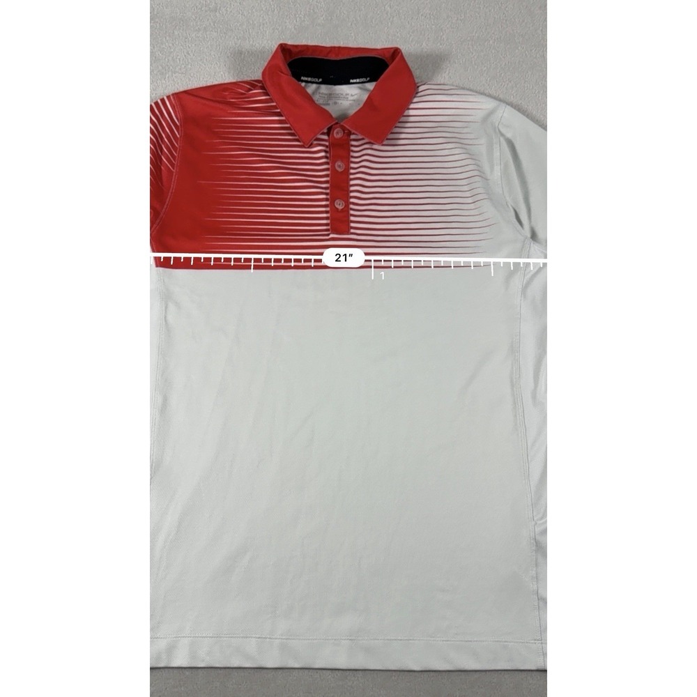 Nike Golf Dri Fit Polo Shirt Mens Medium Red‎ White Stripe Tour Performance - Picture 11 of 16